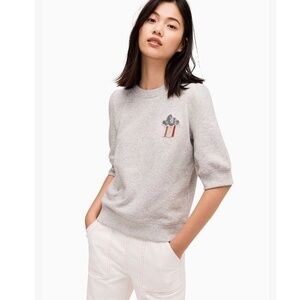 Kate Spade Rain or Shine Pullover Gray Short Sleeve 100% Cotton Size Small